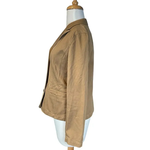 Vintage Lands End 100% Cotton Light Brown Blazer 90's Size 8 Functional Pockets - Picture 4 of 13